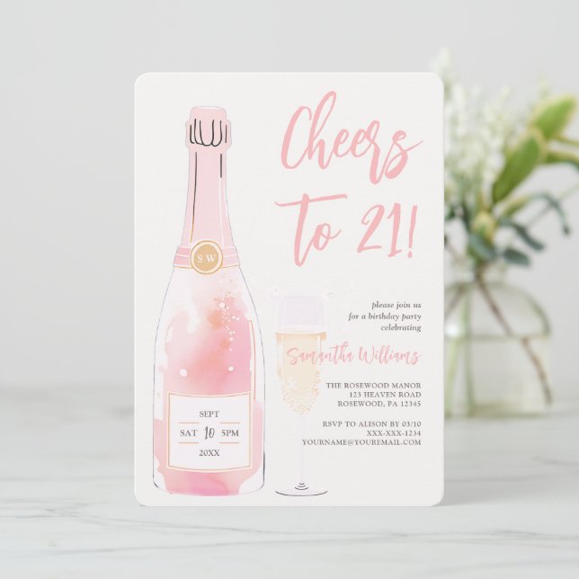 Rosa 21-årsfirande inbjudningar (Stående Fram)