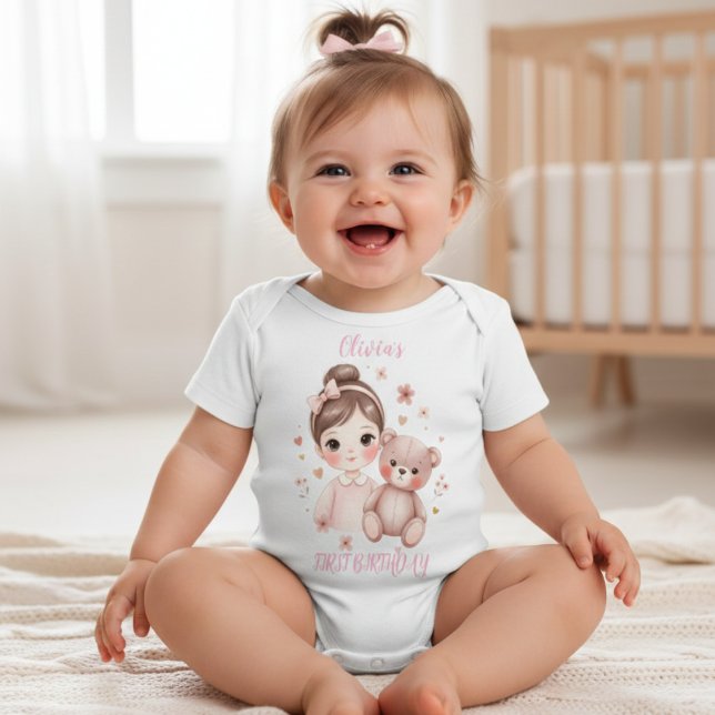 Rosa 2:a Björn Födelsedagsflicka Småbarn T-shirt (Skapare uppladdad)