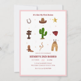 Rosa 2:a Rodeo Cowboy Barns födelsedag Inbjudningar