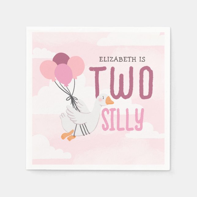 Rosa 2 Fånig går på andra födelsedag Party Pappersservett (Framsidan)