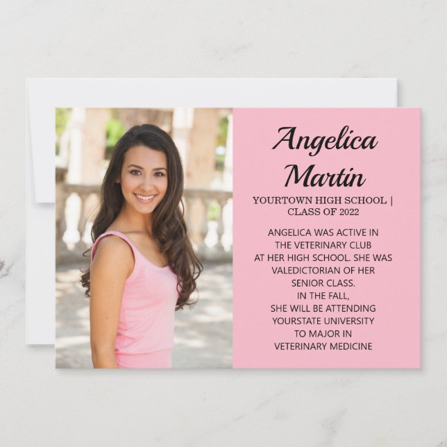 Rosa 2-sidig fotoutställning för Studenten 3-foto Meddelande (Framsida)