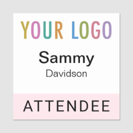 Rosa 2x2 Deltagarskylt Logotyp Pin eller Magnetic Namnbricka