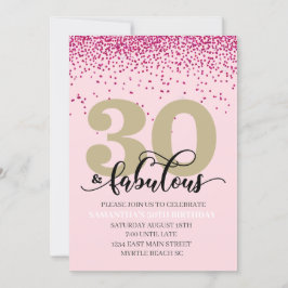 Rosa 30 och Fabulous Födelsedagsfest inbjudan