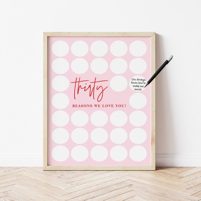 Rosa 30 skäl vi älskar dig Födelsedagspresent Poster (Skapare uppladdad)