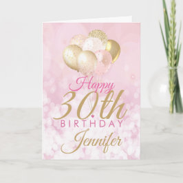 Rosa 30års födelsedag Glitter Blegon Kort