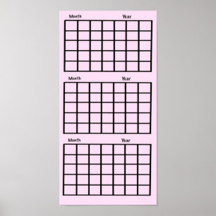 Rosa 3-månaderskalender Poster