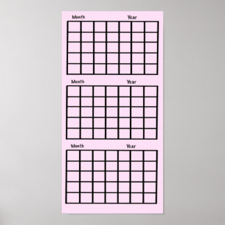 Rosa 3-månaderskalender Poster