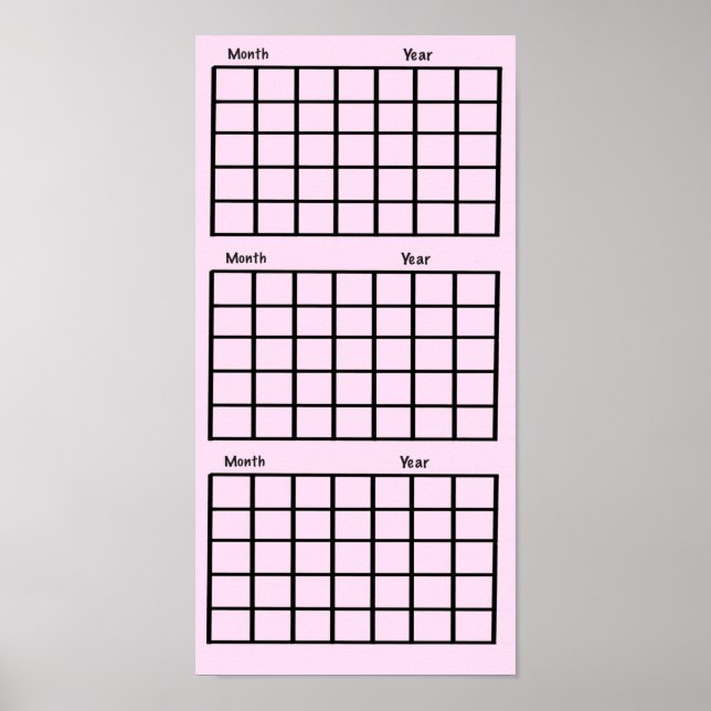 Rosa 3-månaderskalender Poster (Framsidan)