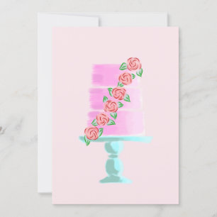 Rosa 3-nivå tårta inbjudningar