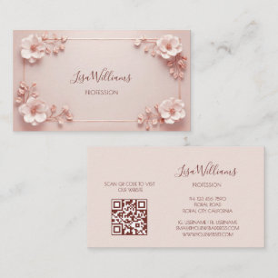 Rosa 3D-blommor Visitkort