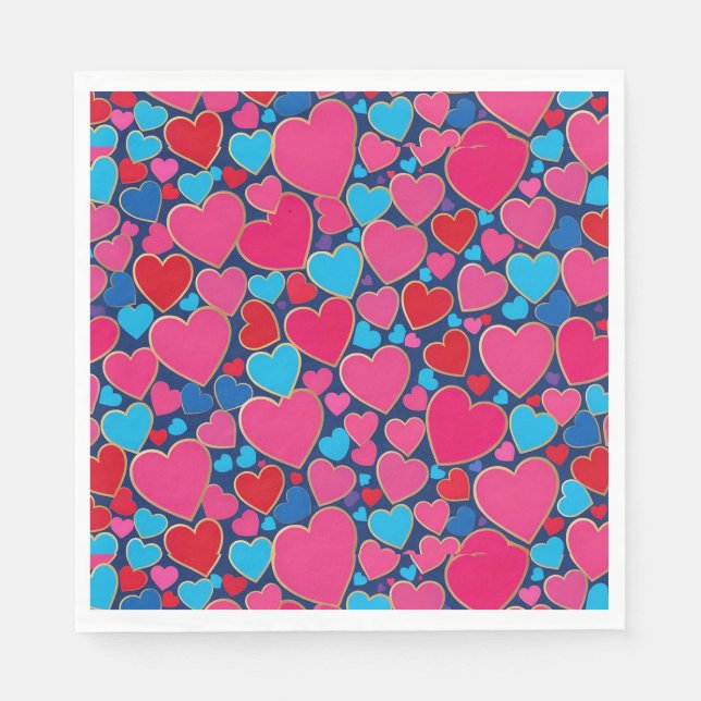 Rosa 3d-hjärtan pappersservett (Framsidan)