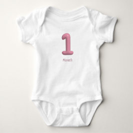 Rosa 3D Nummer 1 - 1 Månaders Baby Bodysuit T Shirt