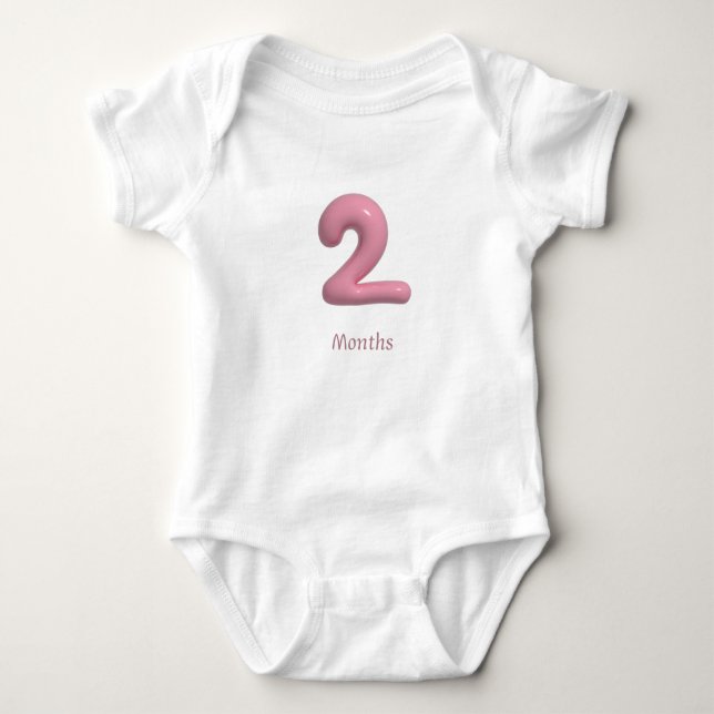 Rosa 3D nummer 2 - 2 månaders baby bodysuit T Shirt (Framsida)