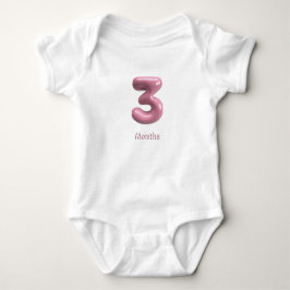 Rosa 3D Nummer 3 - 3 Månaders Baby Bodysuit T Shirt