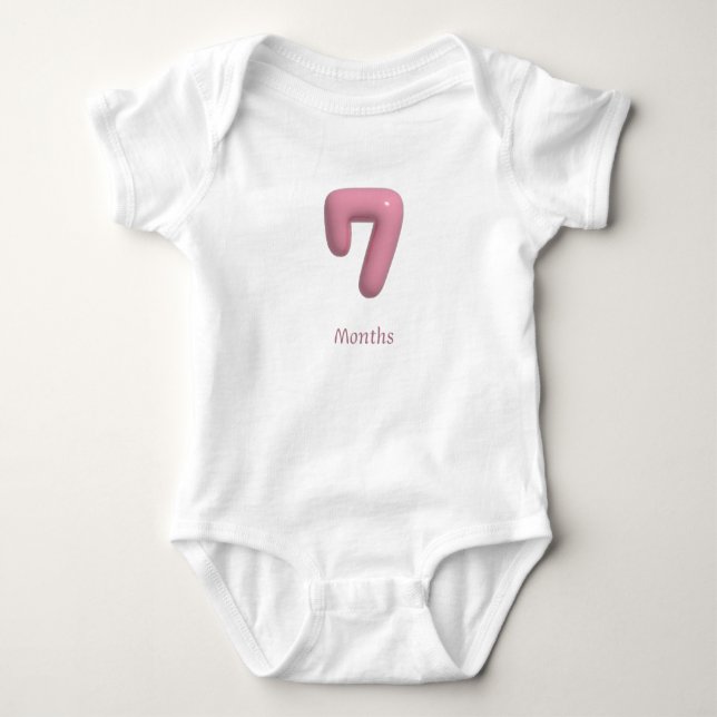 Rosa 3D nummer 7 - 7 månaders baby bodysuit T Shirt (Framsida)