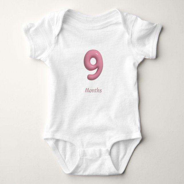 Rosa 3D nummer 9 - 9 månaders baby bodysuit T Shirt (Framsida)
