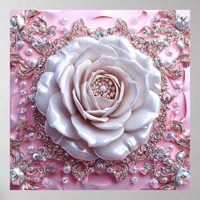Rosa 3d-ros bröllopskonst poster (Framsidan)