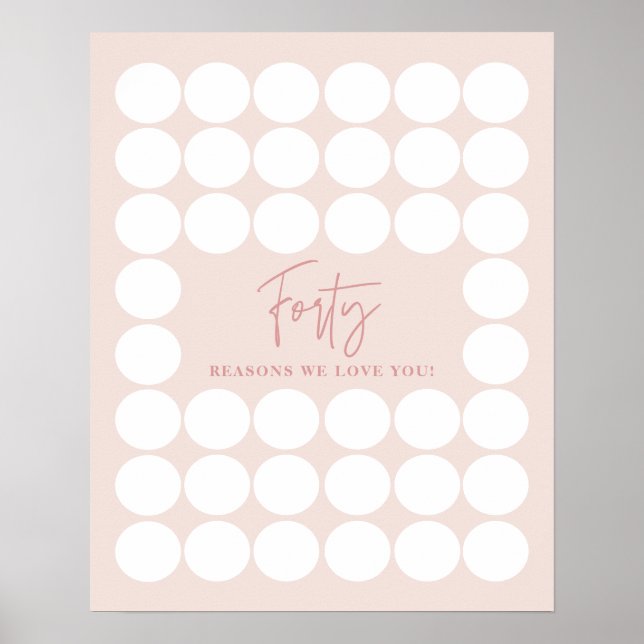  Rosa 40 skäl Vi Kärlek er födelsedagsgåva Poster (Framsidan)