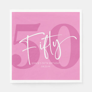 Rosa 50:e femtionde Födelsedagsfesten Pappersservett