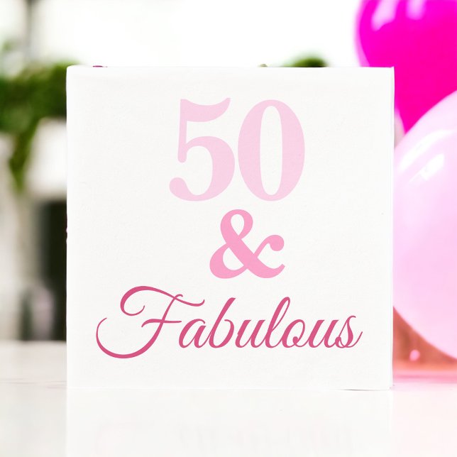 Rosa 50 & Fabulous Birthday Pappersservett (Skapare uppladdad)