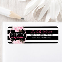 Rosa 50 & Fabulous Blommigt Black & White Rand