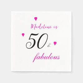 Rosa 50 fantastiska hjärtetypografi 50-årsdagen pappersservett