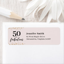 Rosa 50 och Fabulous Födelsedagsfest Label