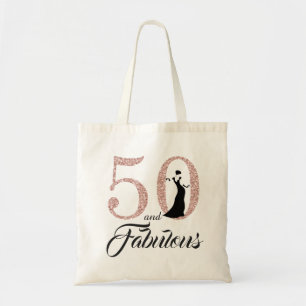  Rosa 50 och Fabulous Födelsedagsfest Tote Bag Tygkasse