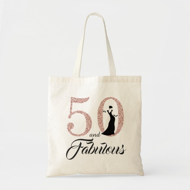  Rosa 50 och Fabulous Födelsedagsfest Tote Bag Tygkasse (Framsidan)