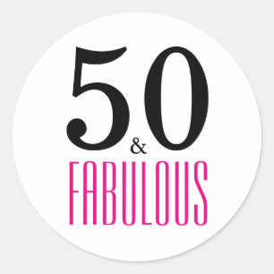 Rosa 50 och Fabulous Typografi 50:e födelsedagen Runt Klistermärke