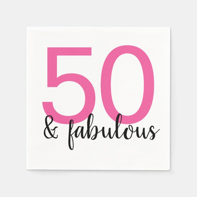 Rosa 50 och Fabulous Womans 50:e Födelsedagsfest Pappersservett (Framsidan)