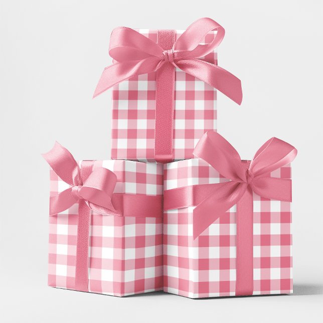 Rosa 5 cm Gingham Rutigt Presentpapper (Pink Small 2 Inch Gingham Check Wrapping Paper)