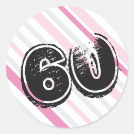 Rosa 60-årsdag 60 dekaler runt klistermärke