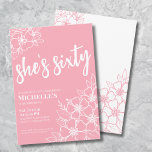 Rosa 60:e Födelsedagsfesten Inbjudningar<br><div class="desc">Elegant sextio Rosor 60 Födelsedagsfest inbjudan. En roligt men elegant 60:e födelsedagsfest inbjudan med giftig rosa och vita blommor för ungdomen i hjärtat. En lekfull blomma mönster ramar är en manustypografi "hennes sextio" som blandas med ett mer klassiskt serif-teckensnitt. Firar sextio års liv med denna vackra botaniska design. Roligten är...</div>