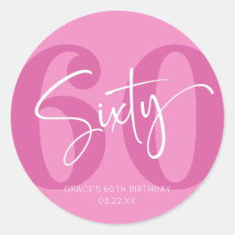 Rosa 60:e sextionde Födelsedagsfestens favoriter Runt Klistermärke