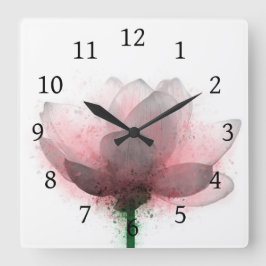 rosa 6 Lotus Fyrkantig Klocka