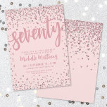 Rosa 70:e födelsedagen Inbjudningar<br><div class="desc">Inledning av en chic och firande av 70:e födelsedagsfest inbjudan, perfekt för att markera denna speciella milstolpe i stil. Elegantens utformning har en blandning av konfekti från silver glitter, vilket ger en aning roligt och festivitet. Överst visas "70" på en framträdande plats i fet kalligrafi, där tonen för ett oförglömligt...</div>