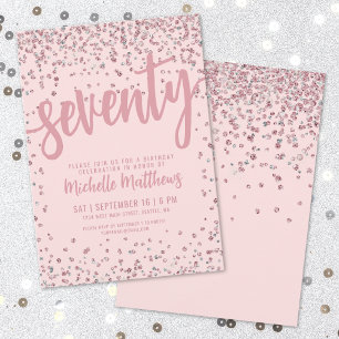  Rosa 70:e födelsedagen Inbjudningar