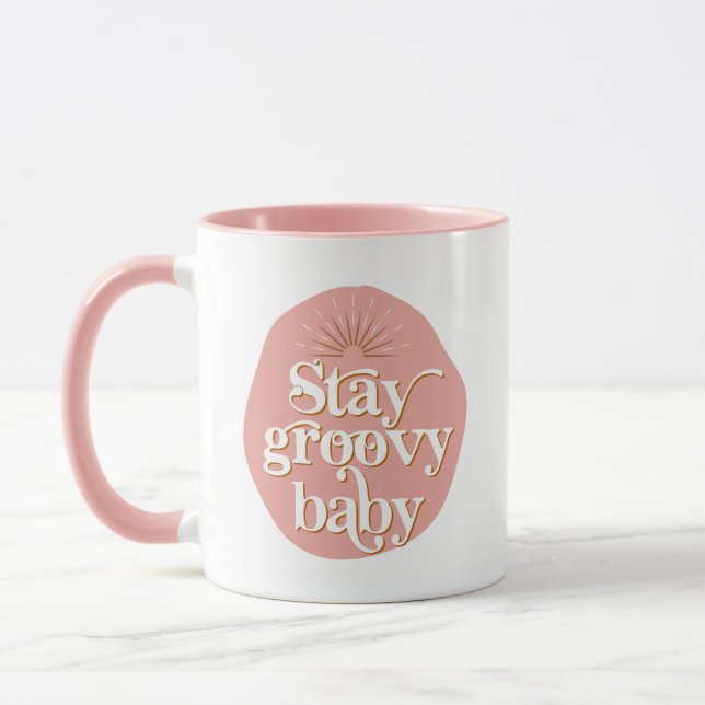 Rosa 70's Thabel Stanna Groovy Baby Retro Inspired Mugg (Vänster)