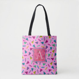 Rosa 80s stil monogram tygkasse