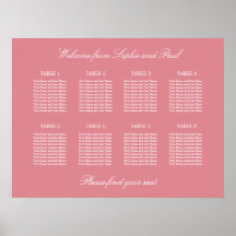  Rosa 8 Bord Bröllop-sätesdiagram Poster