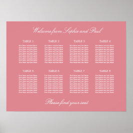  Rosa 8 Bord Bröllop-sätesdiagram Poster