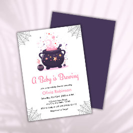 Rosa A Baby brinner Halloween Baby Shower Inbjudningar