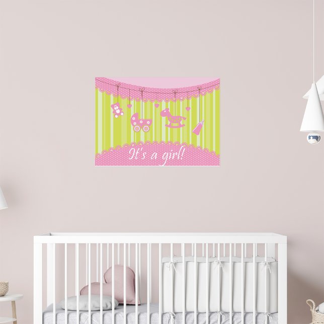 Rosa A Girl Baby Announcment Poster (Skapare uppladdad)