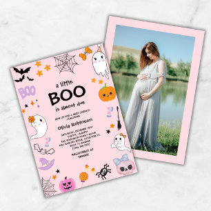 Rosa A Little Boo Cute Photo Halloween Baby Shower Inbjudningar