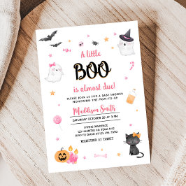 Rosa A Little Boo Halloween Baby Shower Inbjudningar