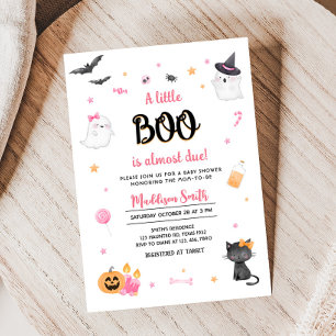 Rosa A Little Boo Halloween Baby Shower Inbjudningar