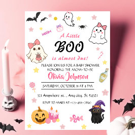 Rosa A Little Boo Halloween Baby Shower Inbjudningar