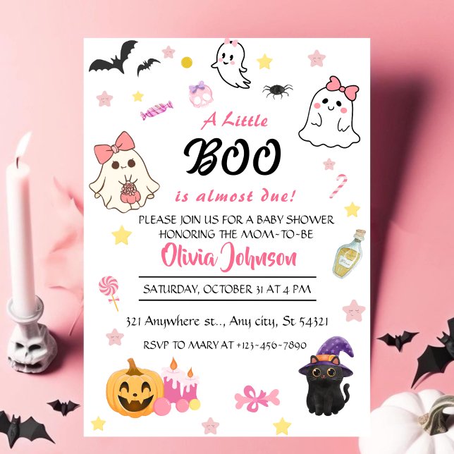 Rosa A Little Boo Halloween Baby Shower Inbjudningar (Skapare uppladdad)