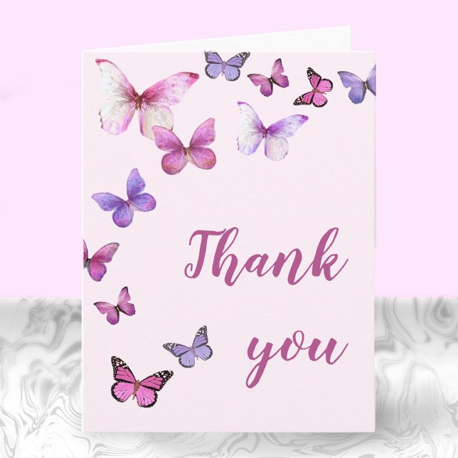 Rosa A Little Butterfly Blank Inside Inbjudan (Skapare uppladdad)